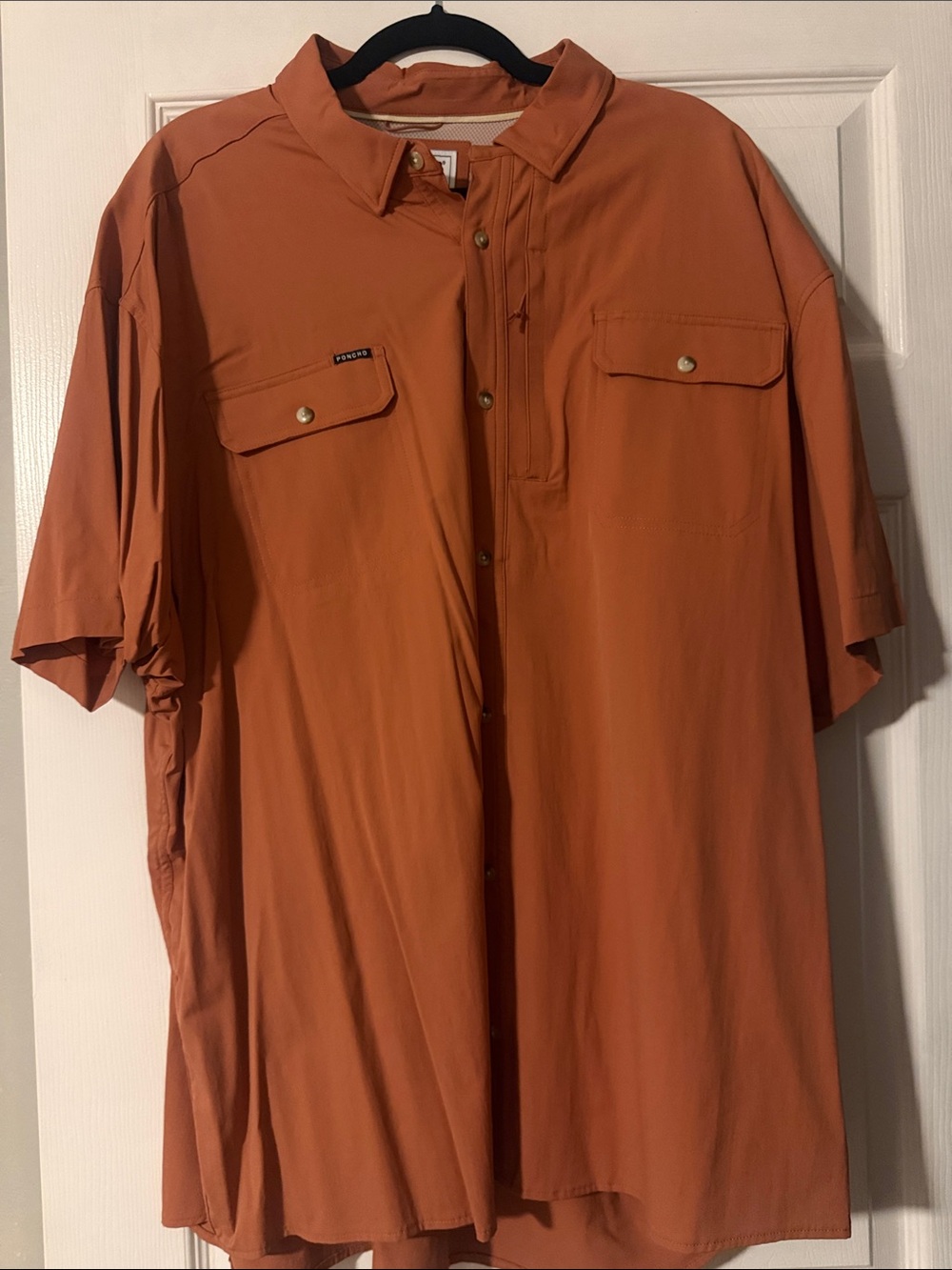 Men's Short-Sleeve Button-Down Shirt in Rust Orange